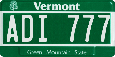 VT license plate ADI777