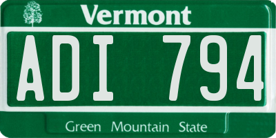 VT license plate ADI794