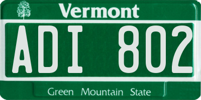 VT license plate ADI802