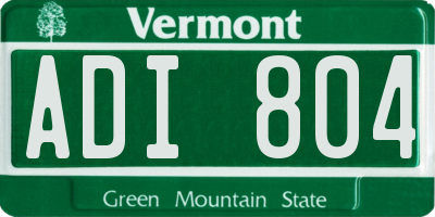 VT license plate ADI804