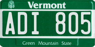 VT license plate ADI805