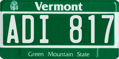 VT license plate ADI817