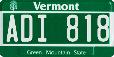 VT license plate ADI818