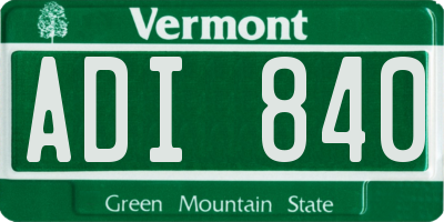 VT license plate ADI840