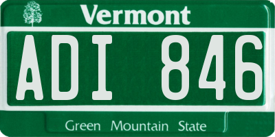VT license plate ADI846