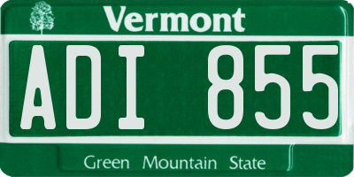 VT license plate ADI855