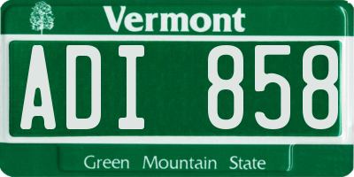 VT license plate ADI858