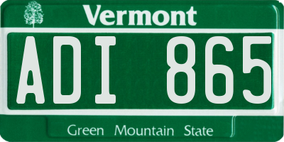 VT license plate ADI865
