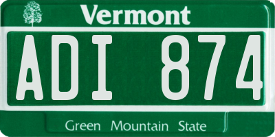 VT license plate ADI874