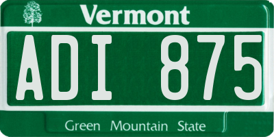 VT license plate ADI875