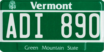 VT license plate ADI890