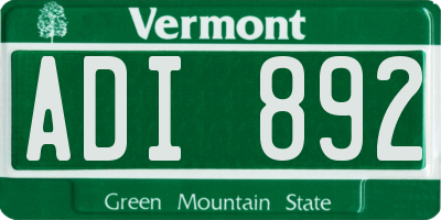 VT license plate ADI892