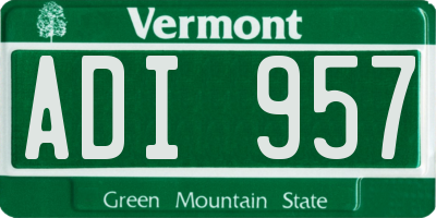 VT license plate ADI957