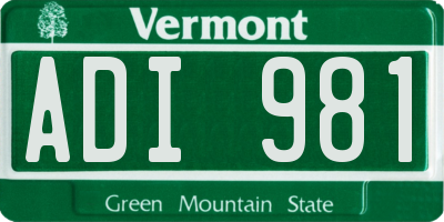VT license plate ADI981