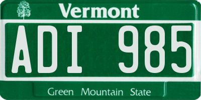 VT license plate ADI985