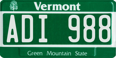 VT license plate ADI988