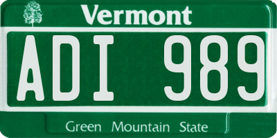 VT license plate ADI989