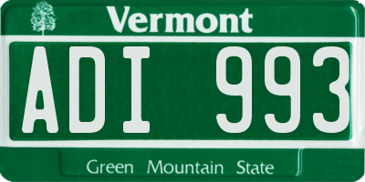 VT license plate ADI993