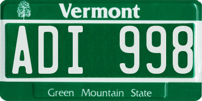 VT license plate ADI998