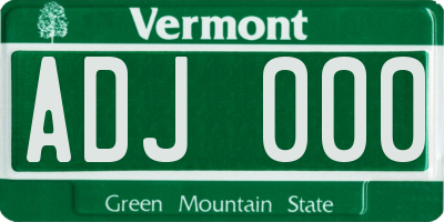 VT license plate ADJ000
