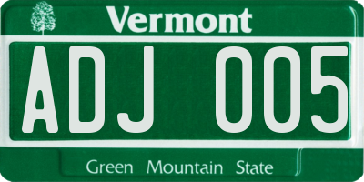 VT license plate ADJ005