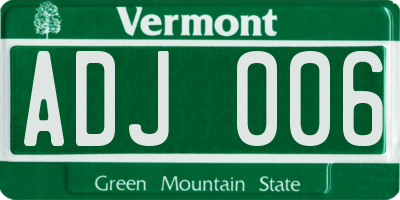 VT license plate ADJ006