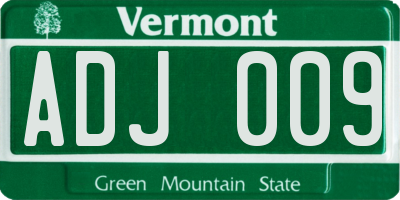 VT license plate ADJ009