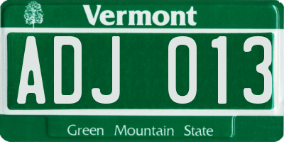 VT license plate ADJ013
