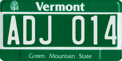 VT license plate ADJ014