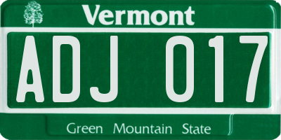 VT license plate ADJ017
