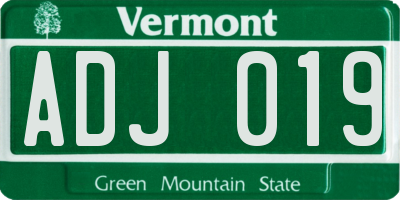VT license plate ADJ019