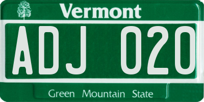 VT license plate ADJ020