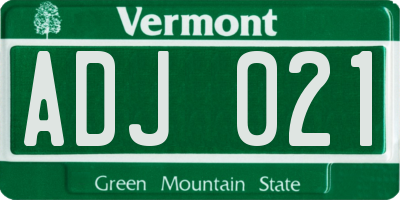 VT license plate ADJ021