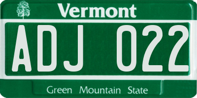 VT license plate ADJ022