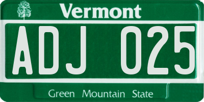 VT license plate ADJ025