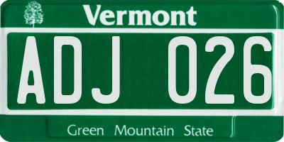 VT license plate ADJ026