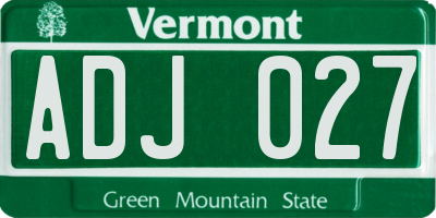 VT license plate ADJ027