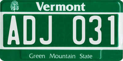 VT license plate ADJ031