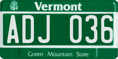 VT license plate ADJ036