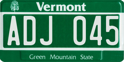 VT license plate ADJ045