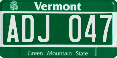 VT license plate ADJ047