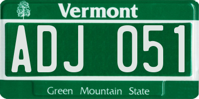 VT license plate ADJ051