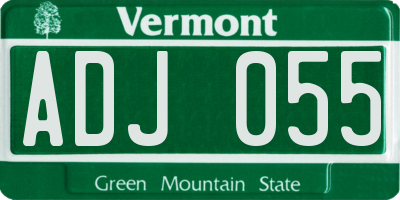 VT license plate ADJ055