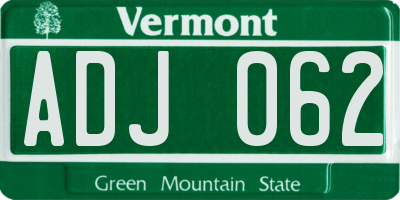 VT license plate ADJ062