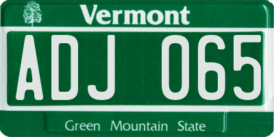 VT license plate ADJ065