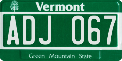 VT license plate ADJ067