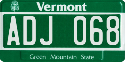 VT license plate ADJ068