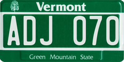 VT license plate ADJ070