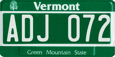 VT license plate ADJ072