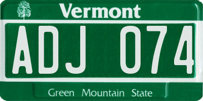 VT license plate ADJ074